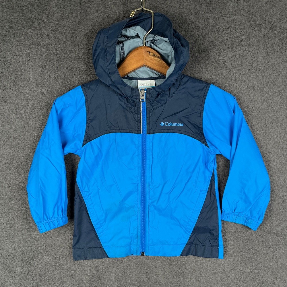 Columbia Jacket Toddler Boys 4T Blue Navy Glennaker Hooded Windbreaker Full Zip